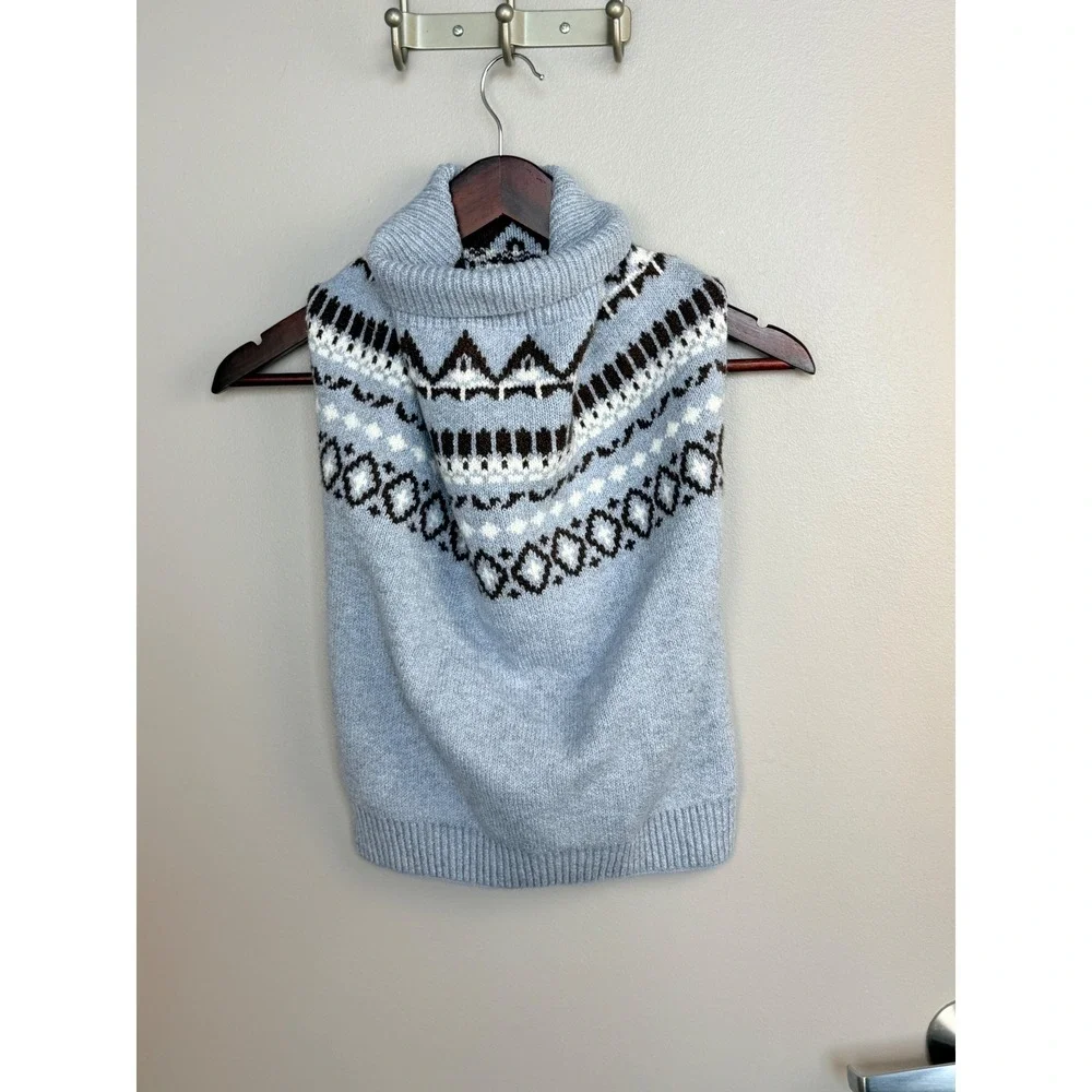 Loft Dog Sweater XL Blue Fair‎ Isle Knit Turtleneck Pet Vest